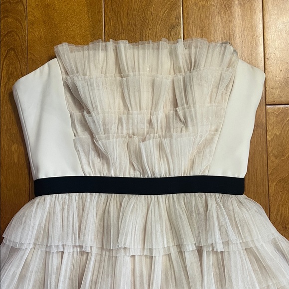 BCBG Maxazaria Rayna Tiered Strapless Tulle Dress 2 Vanilla Party Wedding Prom - Picture 4 of 14